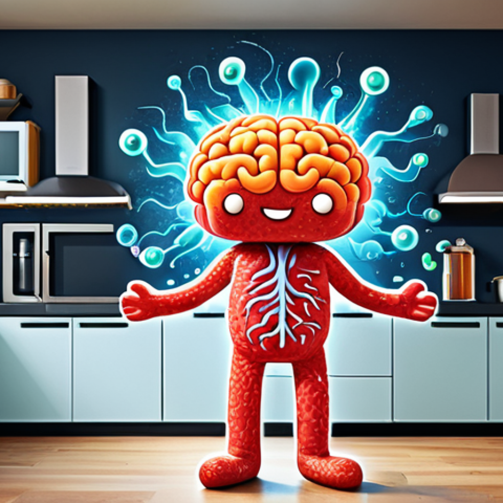 정신건강과 영양의 관계 - Gut-Brain Connection**

"Illustration of a healthy gut microbiome communicating with a bright, healt...
