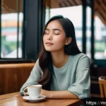 Home 23 사회불안장애와 대인관계 - A young Southeast Asian woman in casual modern clothing, sitting comfortably alone in a cozy urban c...